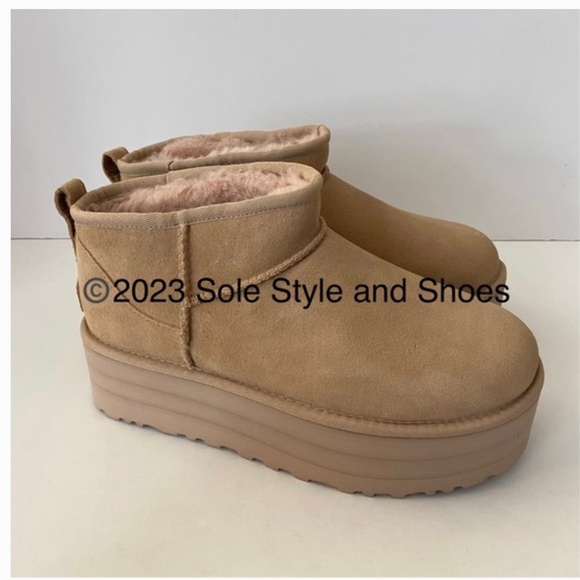 UGG Classic Ultra Mini Platform Boots Driftwood Size 9 - Picture 2 of 4